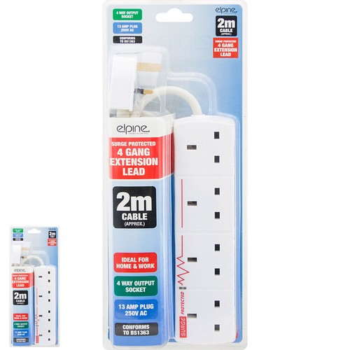 Way gang extension lead - 4, 2m