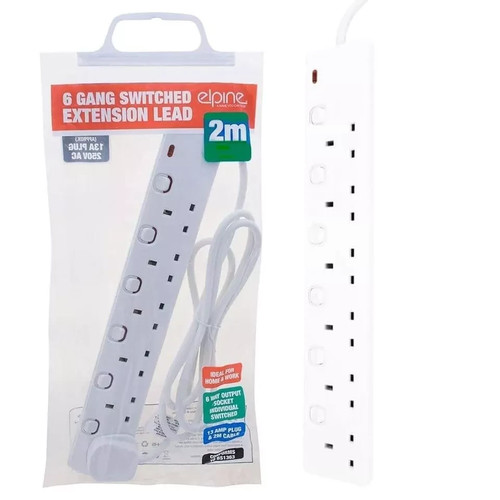 Way gang extension lead - 6, 2m