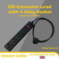 13A Extension Lead with 4 Way