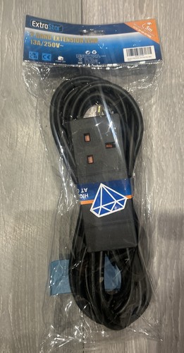 Black cable extension lead - cable, 5m